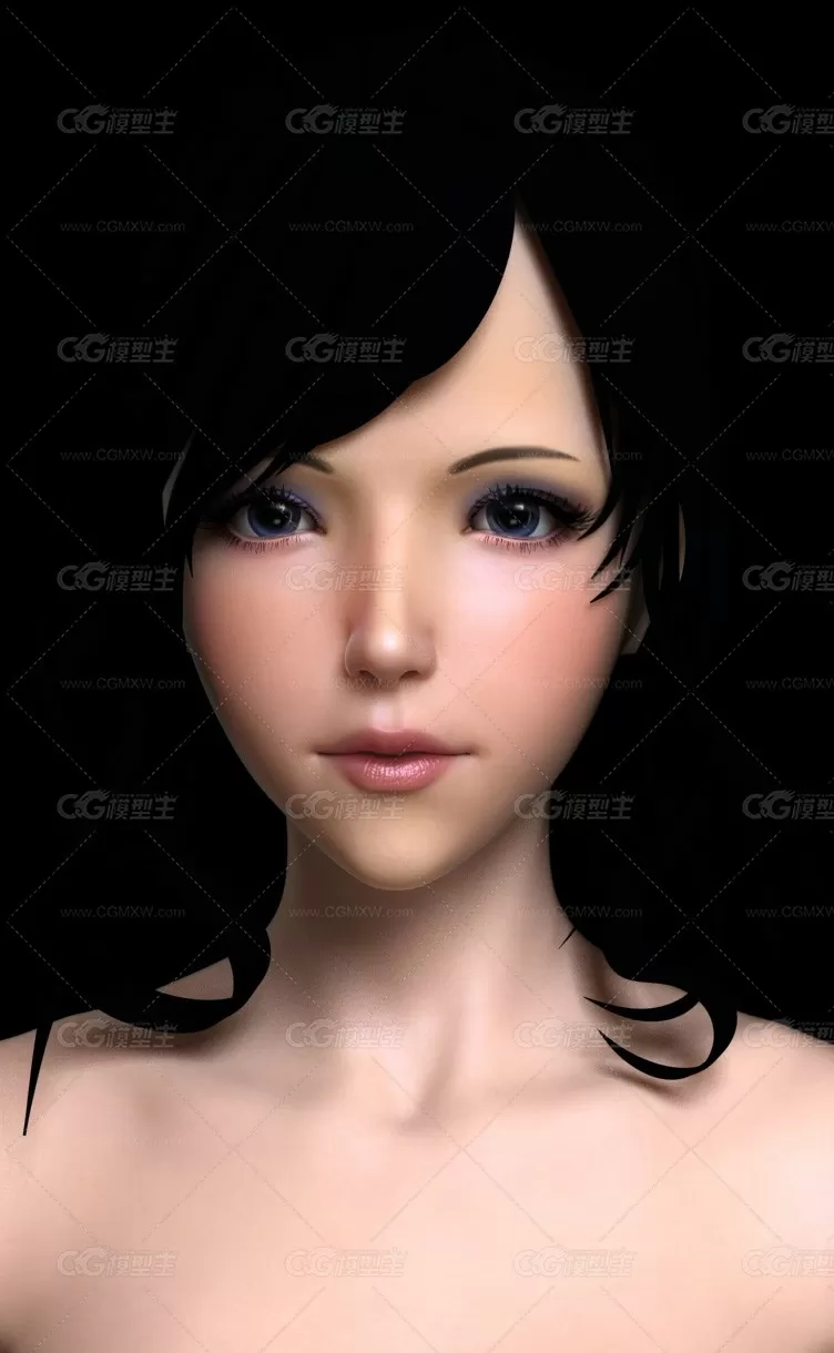 美女半身像3D模型-2