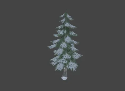 挂雪的杉树 游戏模型道具 低模手绘贴图 喜欢的就下载吧