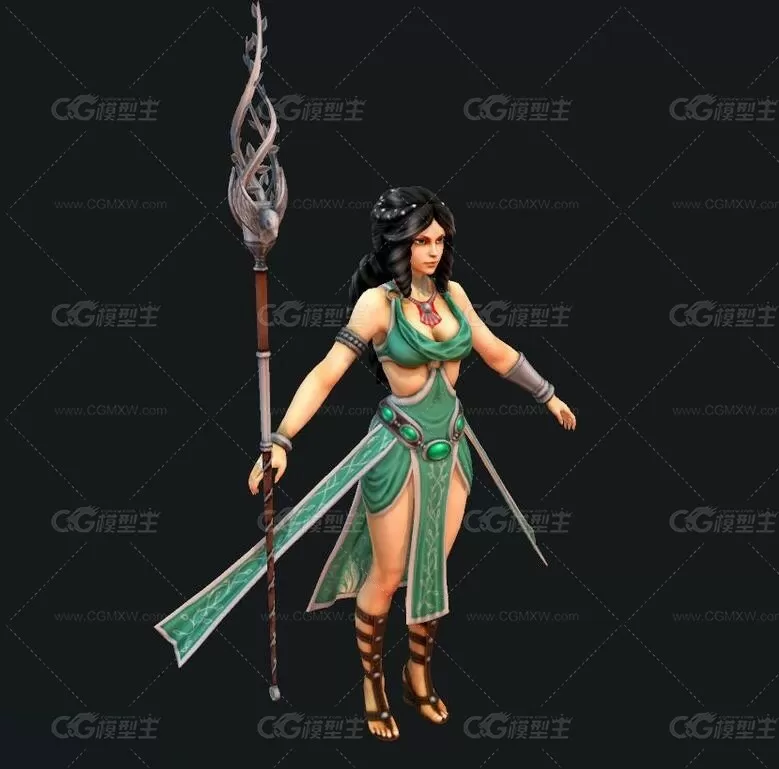 神之浩劫 MOBA Aphrodite 女法师3D模型-3