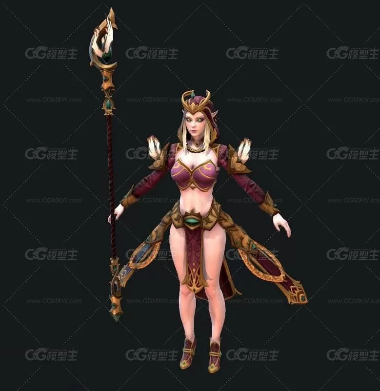 神之浩劫 MOBA Aphrodite 女法师3D模型-2