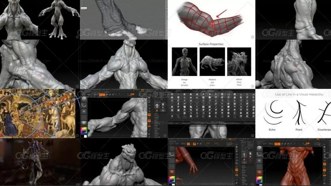 Zbrush 魔幻怪物角色设计细化雕刻视频教程 附源文件 ZB PS SP-5