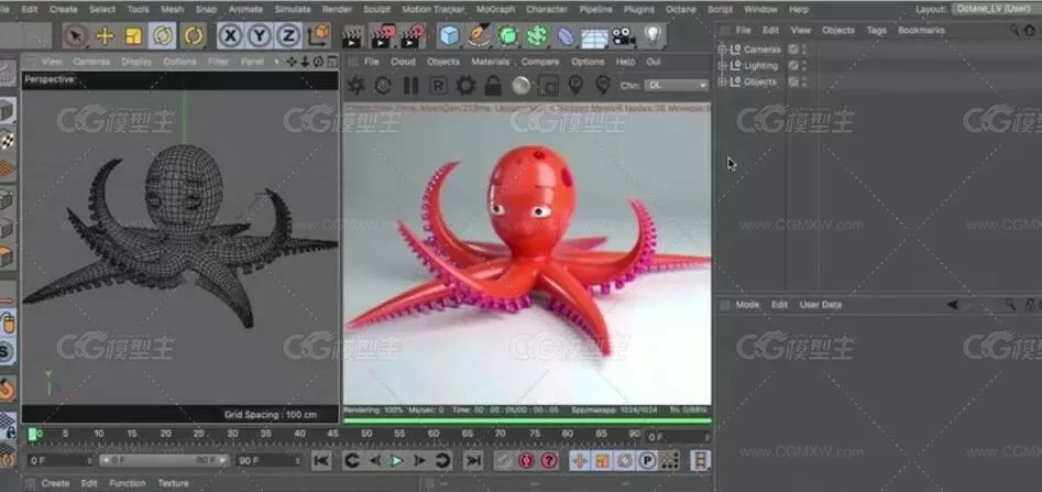 C4D Octane Render中文字幕翻译教程（包含工程）-2