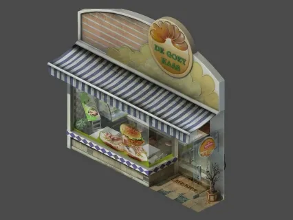 小型吃店 游戏模型 低模手绘贴图 喜欢的就下载吧
