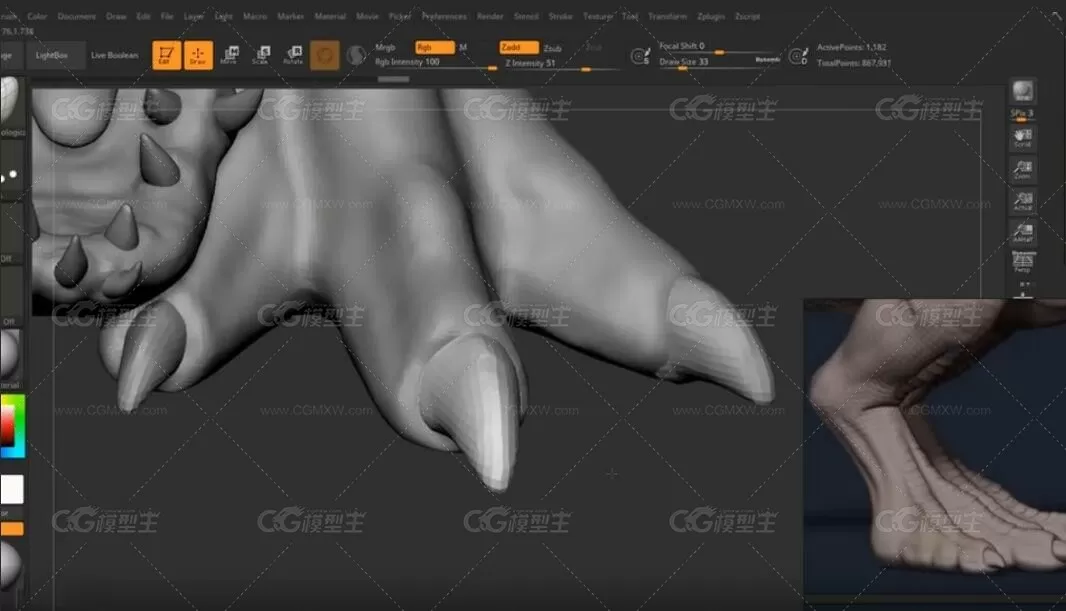 Zbrush恐龙模型雕刻CG教程-4