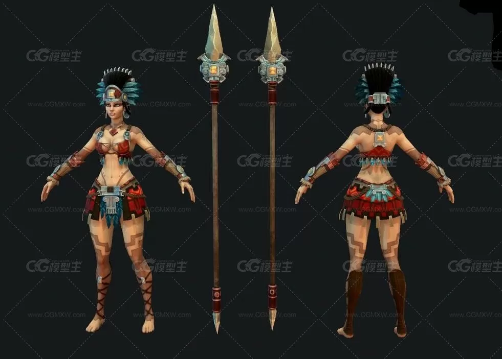 神之浩劫MOBA Awilix 老虎 女猎手3D模型-3