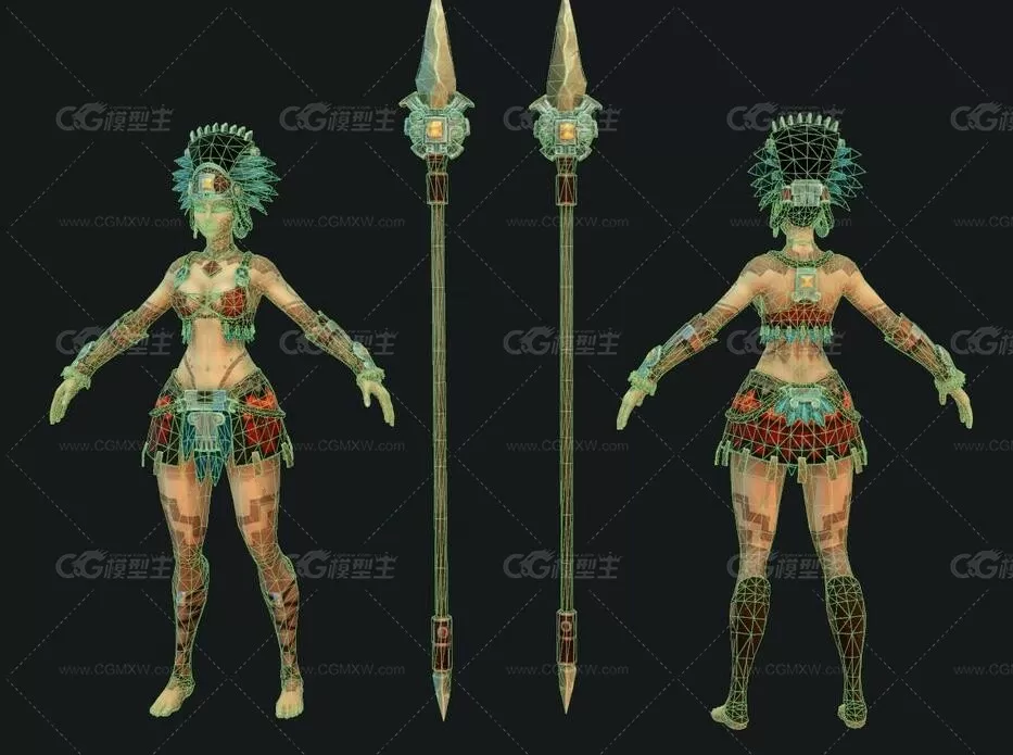 神之浩劫MOBA Awilix 老虎 女猎手3D模型-4