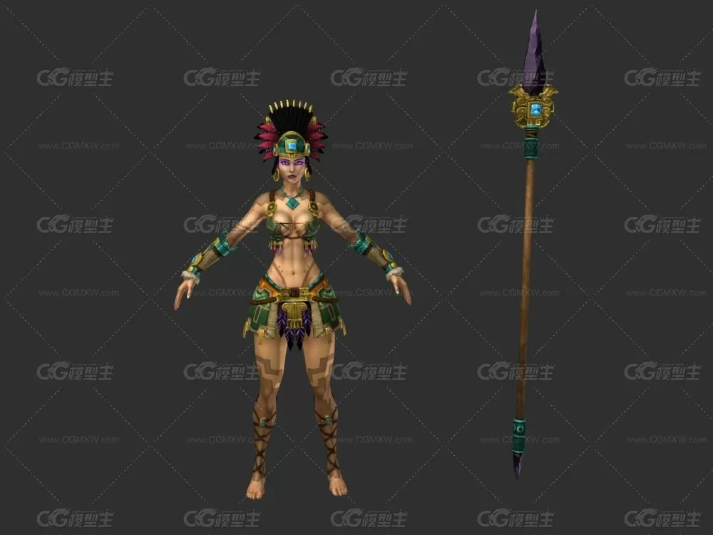 神之浩劫MOBA Awilix 老虎 女猎手3D模型-11