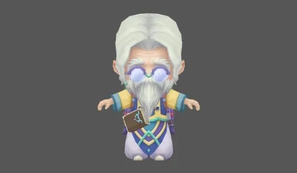 老人 魔法师 Q版 卡通 学者 精品手绘角色模型