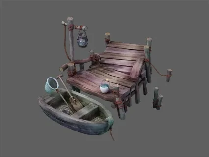 水边供船停靠的建筑 游戏模型 低模手绘贴图 喜欢就下载吧