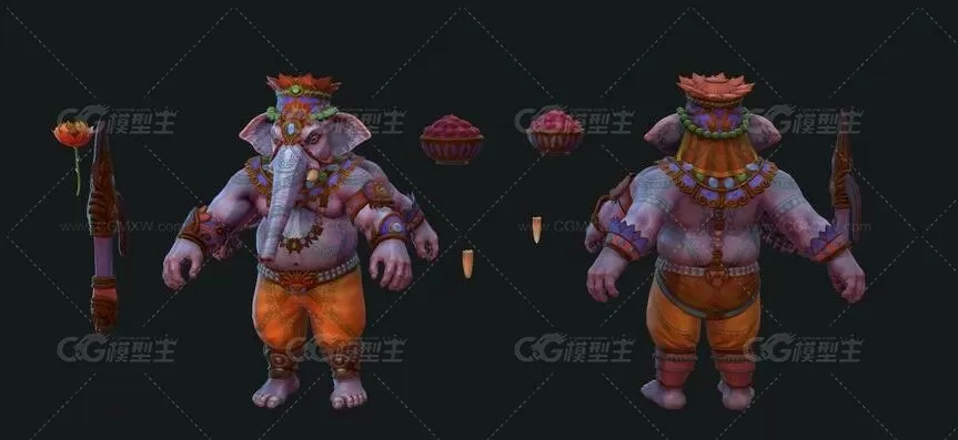 MOBA 神之浩劫 Ganesha 大象 象王 妖怪游戏3D模型-2