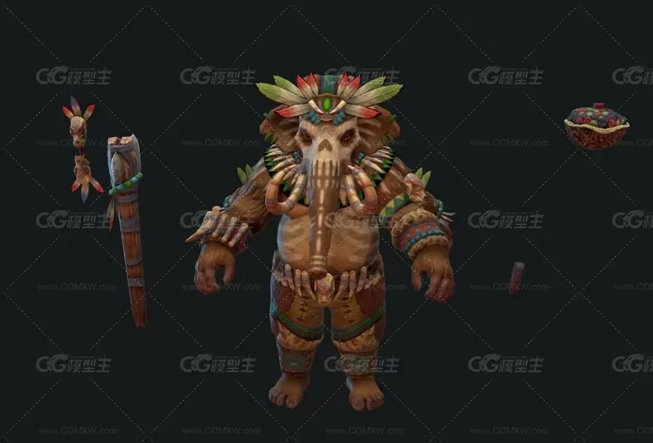 MOBA 神之浩劫 Ganesha 大象 象王 妖怪游戏3D模型-3