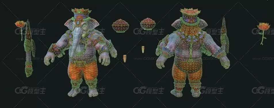 MOBA 神之浩劫 Ganesha 大象 象王 妖怪游戏3D模型-7