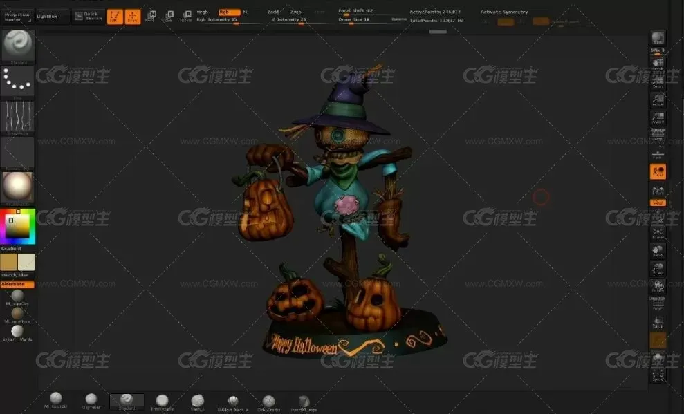 ZBrush雕刻稻草人手办模型教程-2