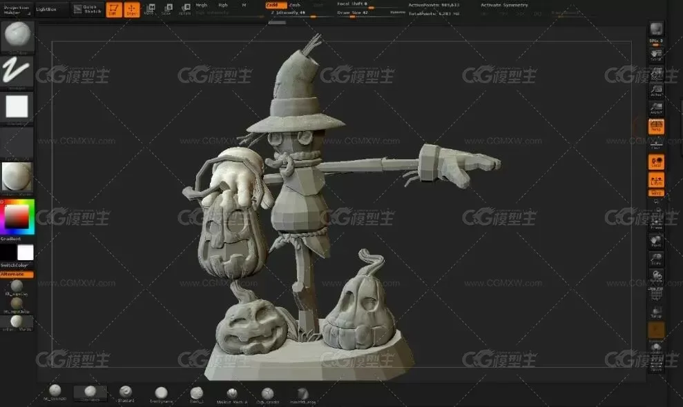 ZBrush雕刻稻草人手办模型教程-5