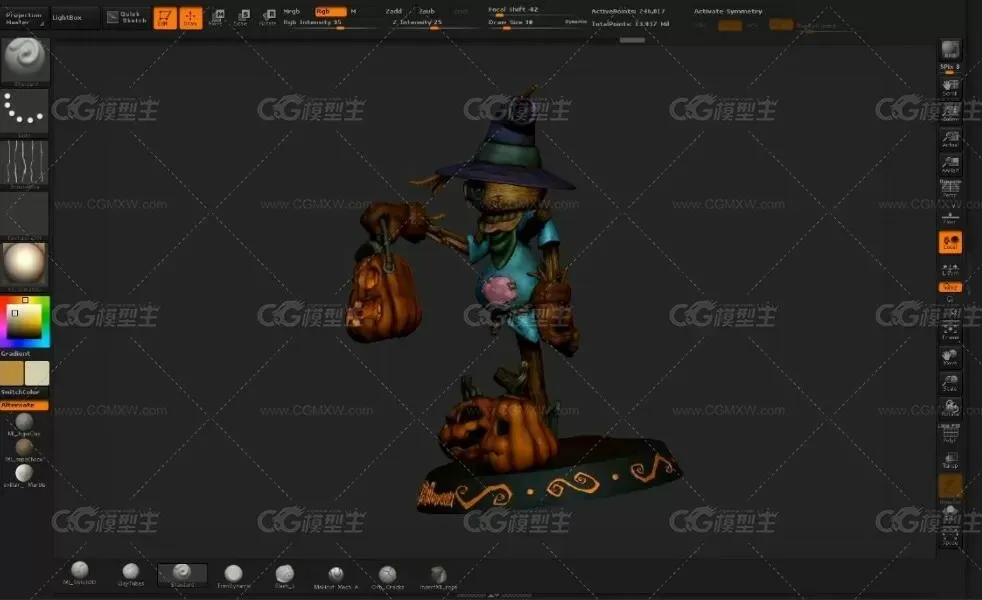 ZBrush雕刻稻草人手办模型教程-8