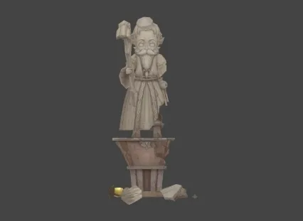 法师 雕像 老头 魔幻风 西方 精品手绘场景模型