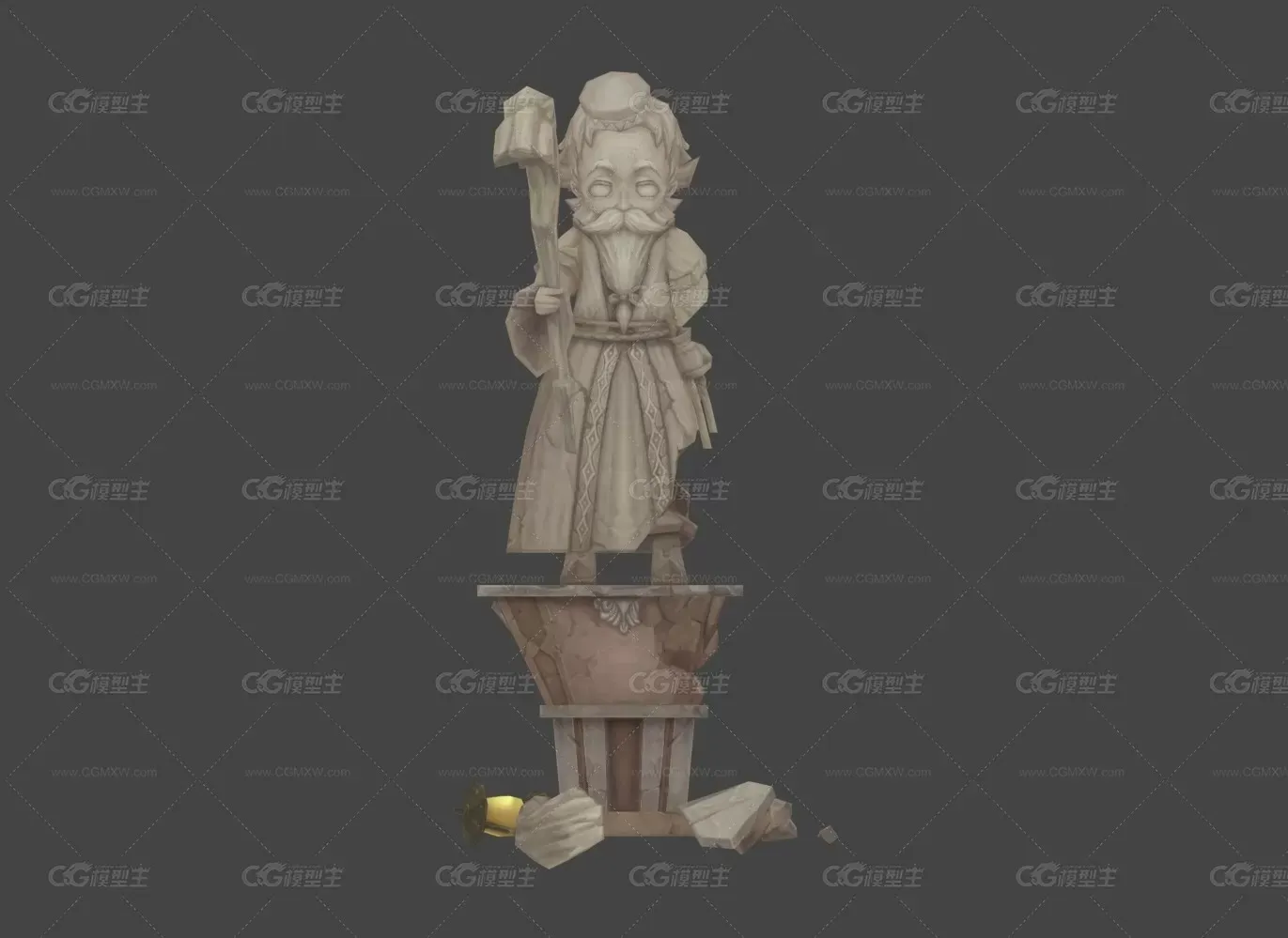 法师 雕像 老头 魔幻风 西方 精品手绘场景模型-1