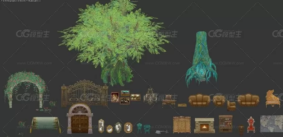 韩国网游一套场景3D模型-带贴图-5