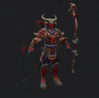 MOBA 神之浩劫 Hachiman 鬼武士弓手3D角色模型