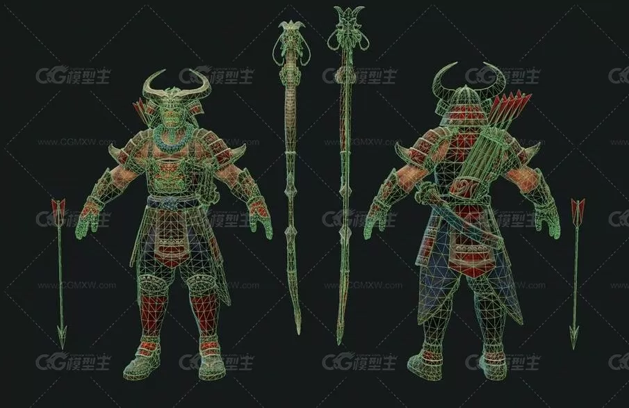 MOBA 神之浩劫 Hachiman 鬼武士弓手3D角色模型-7