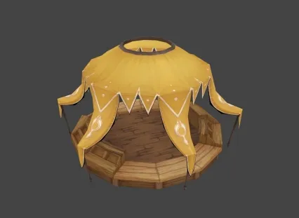 帐篷 Q版 魔幻风 场景部件 黄色系 精品手绘模型