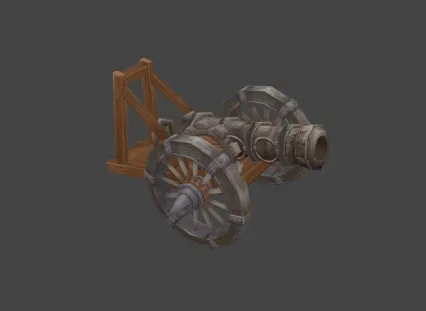 炮台 炮架 Q版 大炮 魔幻风 精品手绘武器模型