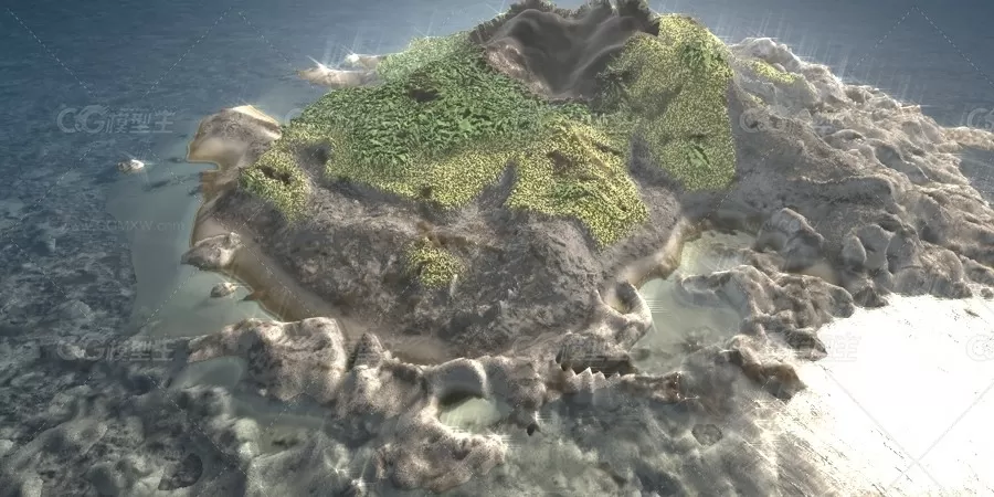 海中 美丽 小岛 C4D 模型-2