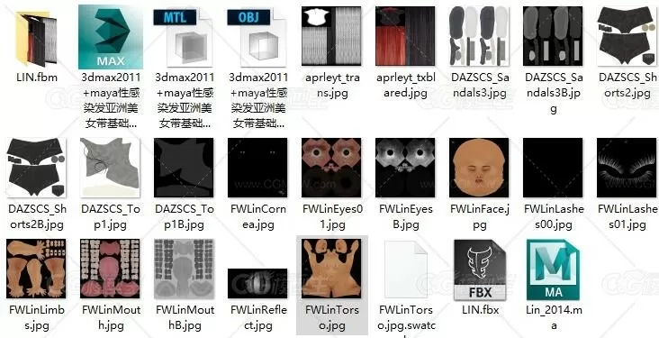 亚洲女基础模型 3dmax +maya 双格式-3