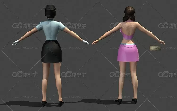 3dmax2011卡通风格女警 察 制服加比基尼-3