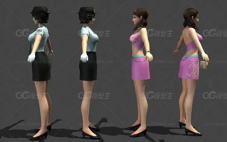 3dmax2011卡通风格女警 察 制服加比基尼-2