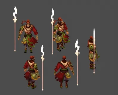 三国系列 武侠 仙侠 张飞 男 蛇形枪 武将 精品手绘角色模型