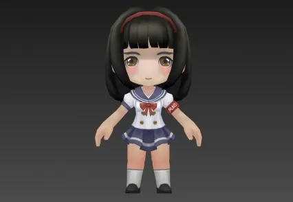 学生妹 Q版 日韩风 二次元 精品手绘角色模型