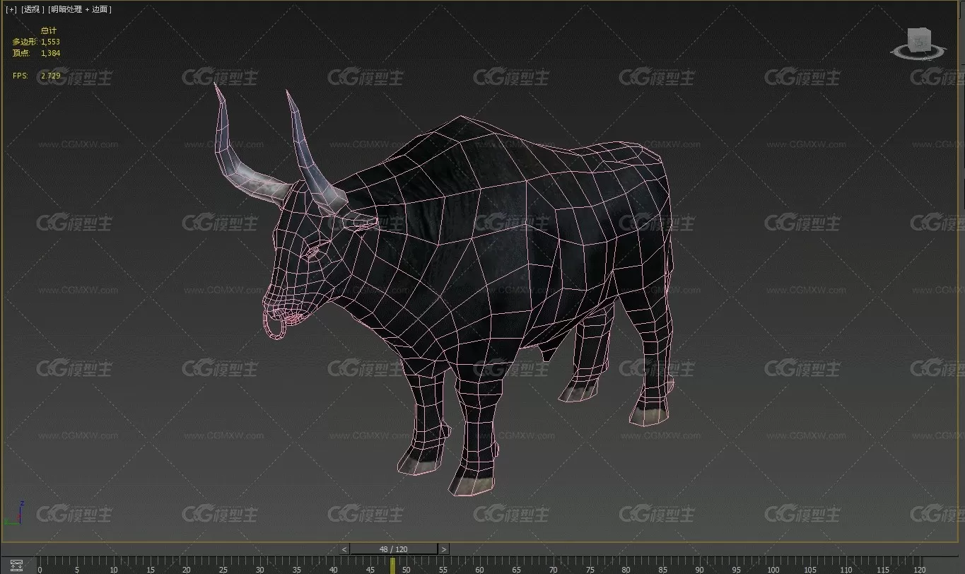 写实公牛一头，贴图1024，内含二十多套动作-8