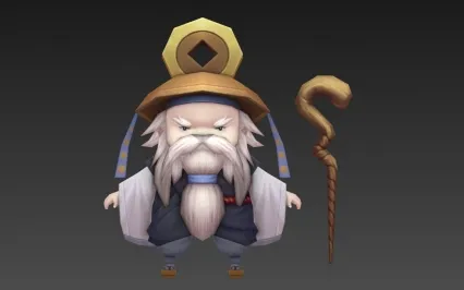 日韩风 Q版 老头 呆萌 男 精品手绘角色模型