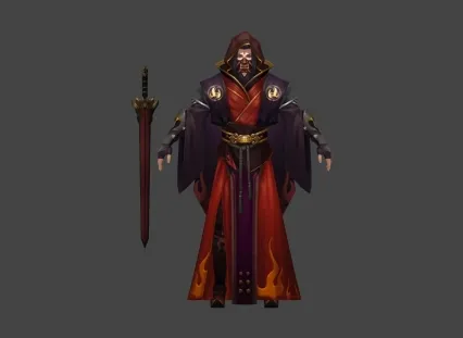 红袍 剑客 boss 男 帅哥 精品手绘角色模型