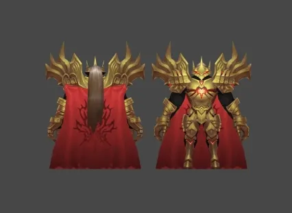 金色 战甲 黄金甲 红披风 战士 Q版