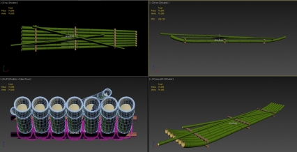 3dmax模型-竹筏,竹排