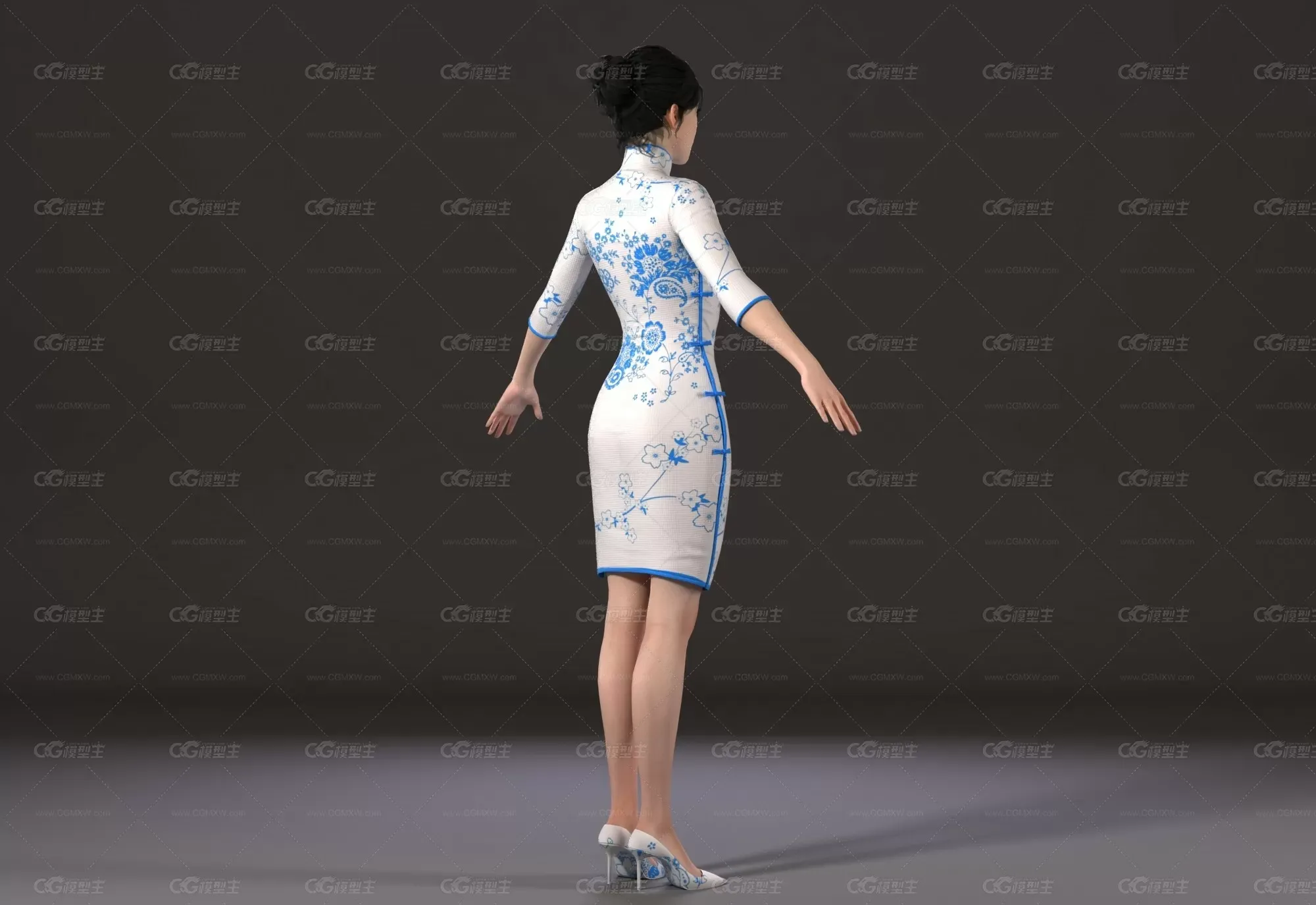 旗袍女人 民国美女 中国风旗袍 古风 上海滩女子 舞女 歌姬 青花花纹-2