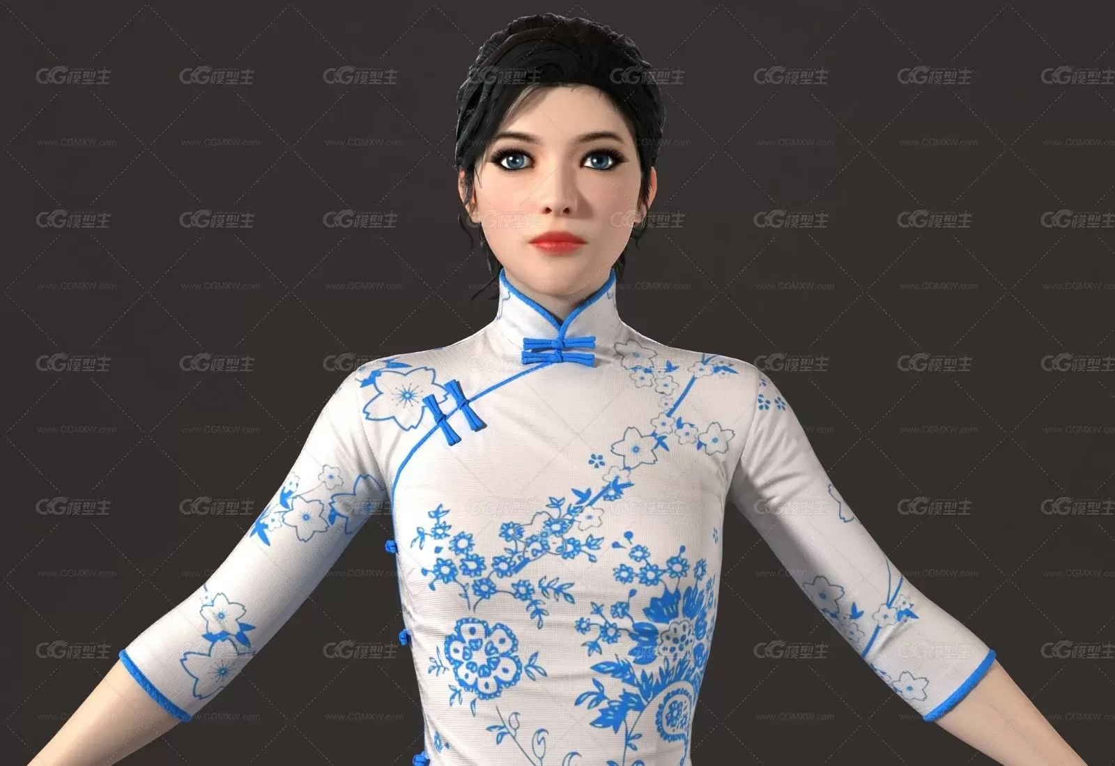 旗袍女人 民国美女 中国风旗袍 古风 上海滩女子 舞女 歌姬 青花花纹-3