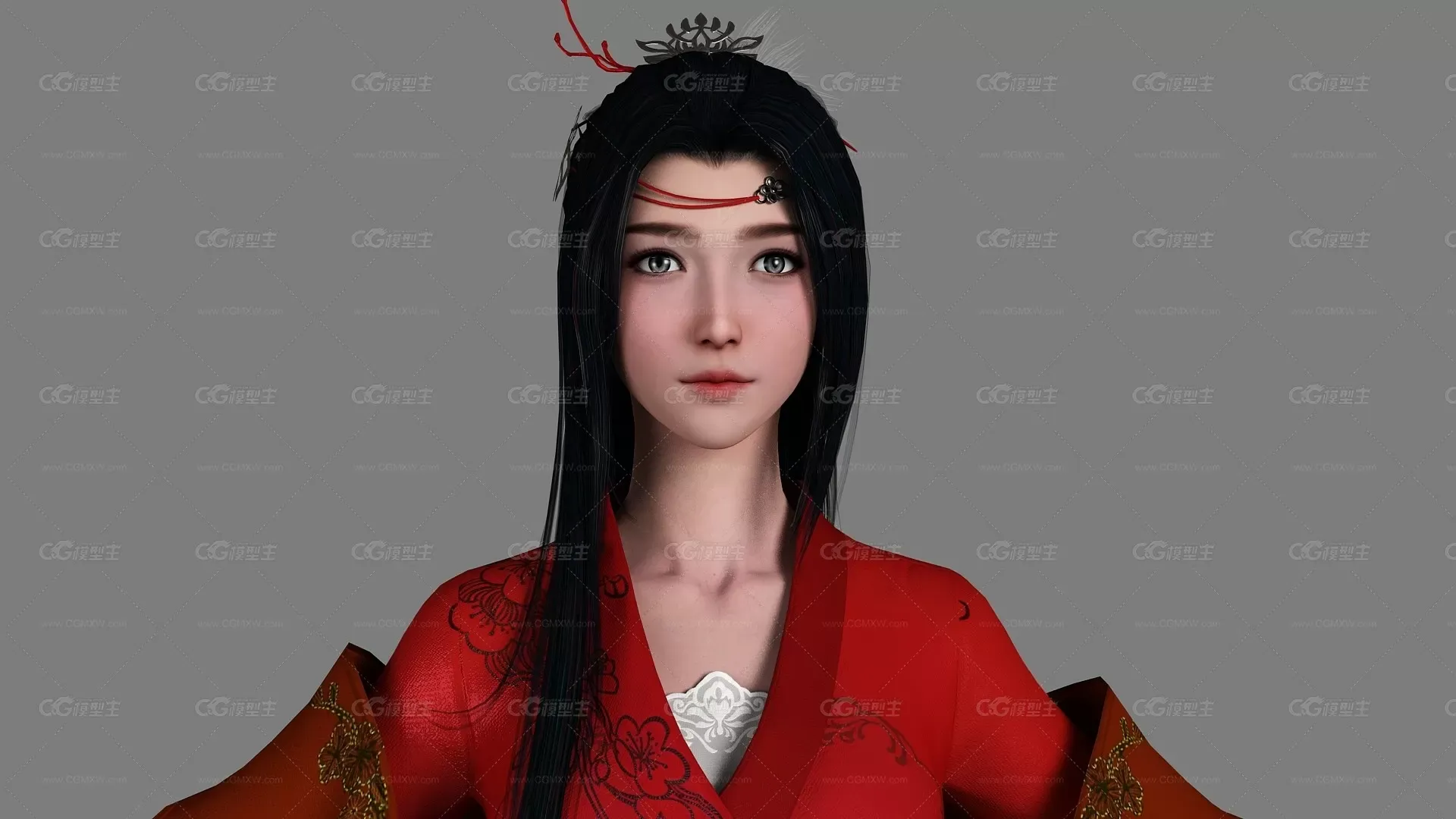写实古代美女 古装美人 宫装丽人 红衣御姐 汉服小姐姐 汉朝传统服饰 唐装-4