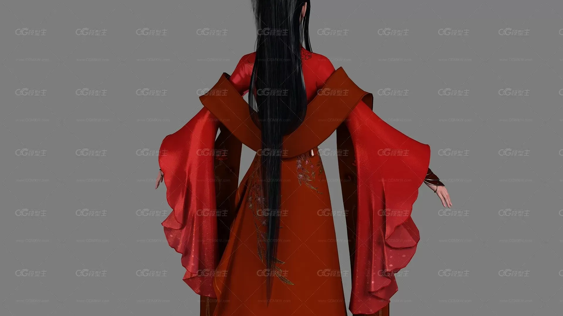 写实古代美女 古装美人 宫装丽人 红衣御姐 汉服小姐姐 汉朝传统服饰 唐装-5