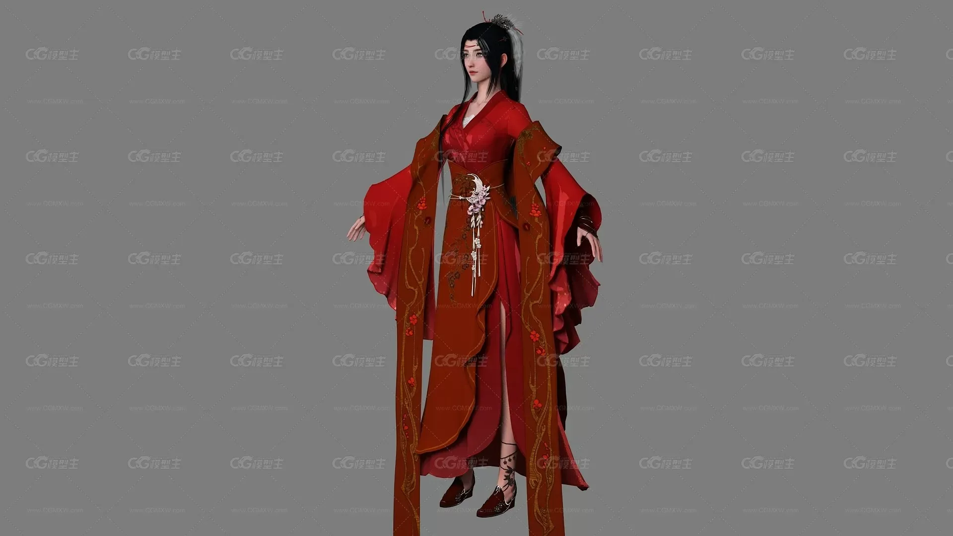 写实古代美女 古装美人 宫装丽人 红衣御姐 汉服小姐姐 汉朝传统服饰 唐装-8