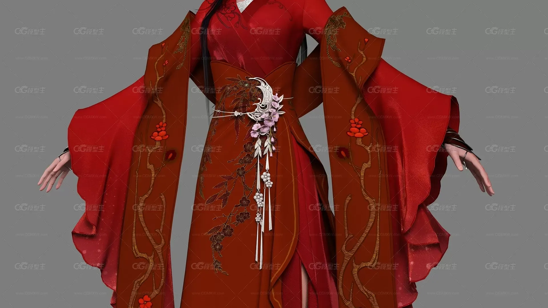 写实古代美女 古装美人 宫装丽人 红衣御姐 汉服小姐姐 汉朝传统服饰 唐装-10