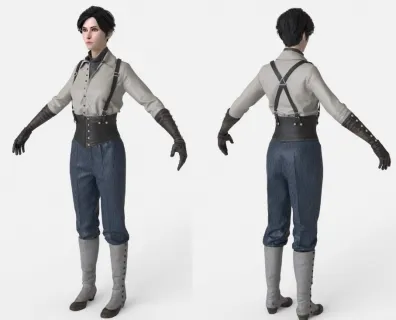 fbx obj模型-马装美女-skin
