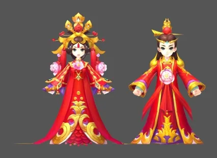新婚 时装 套装 主角 男女 Q版