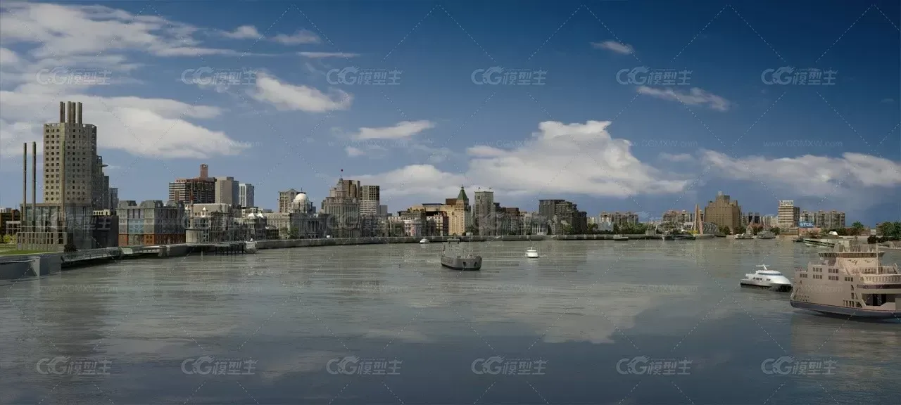 上海-东方明珠陆家嘴-外滩-轮船邮轮-大海-建筑生长动画延时-4