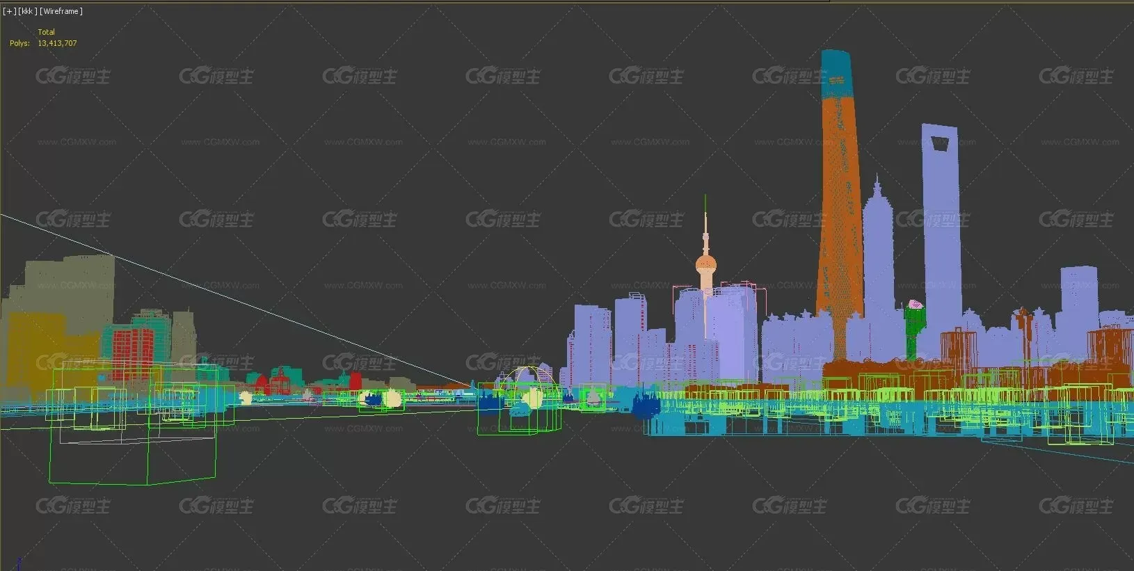 上海-东方明珠陆家嘴-外滩-轮船邮轮-大海-建筑生长动画延时-8