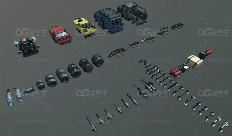 卡通汽车3D模型 Stylized Customizable Cars.unity-2