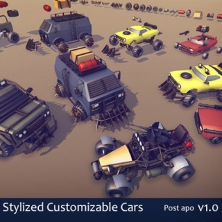 卡通汽车3D模型 Stylized Customizable Cars.unity