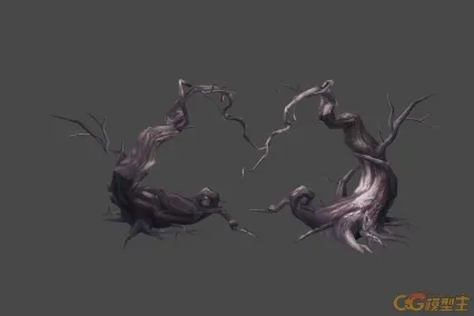 紫色树干 枯树  枯木